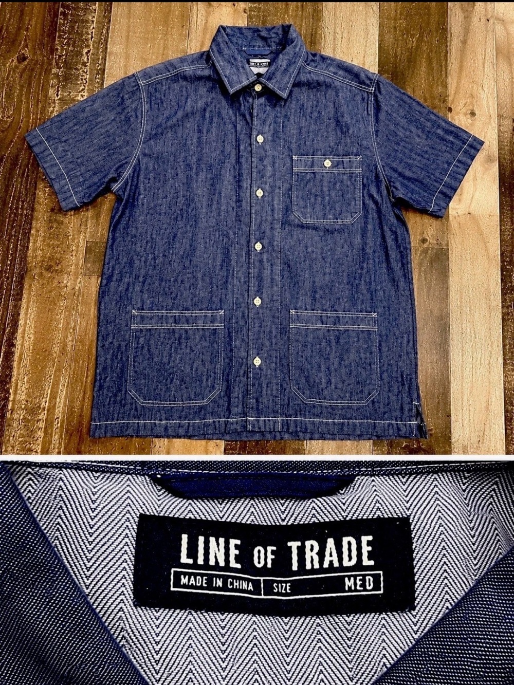 Line of Trade Men's Short-Sleeve Denim Button-Down Shirt - Blue